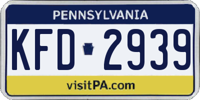PA license plate KFD2939
