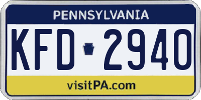 PA license plate KFD2940