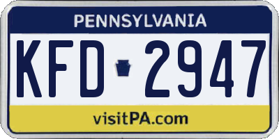 PA license plate KFD2947