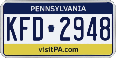PA license plate KFD2948