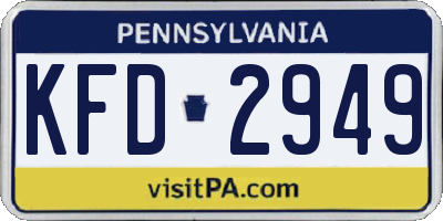PA license plate KFD2949