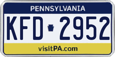 PA license plate KFD2952