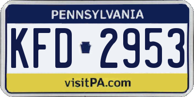 PA license plate KFD2953