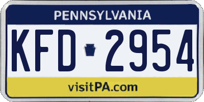 PA license plate KFD2954