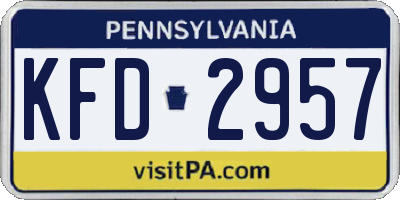 PA license plate KFD2957