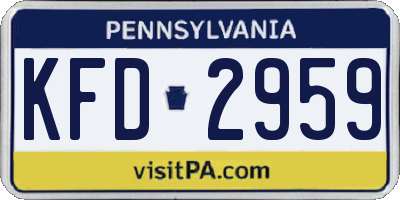 PA license plate KFD2959