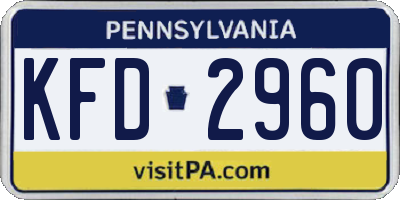 PA license plate KFD2960