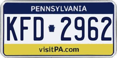 PA license plate KFD2962
