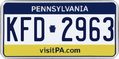 PA license plate KFD2963