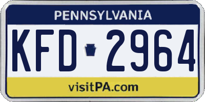 PA license plate KFD2964