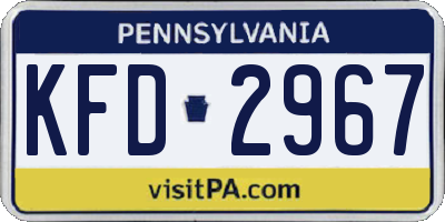 PA license plate KFD2967