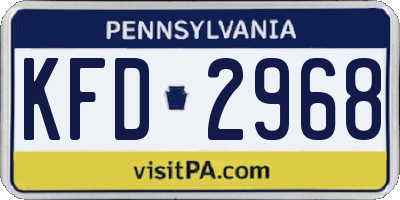 PA license plate KFD2968