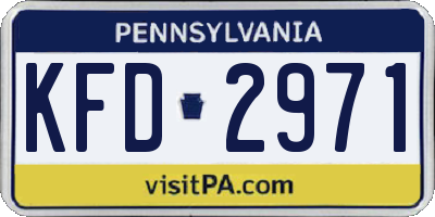 PA license plate KFD2971