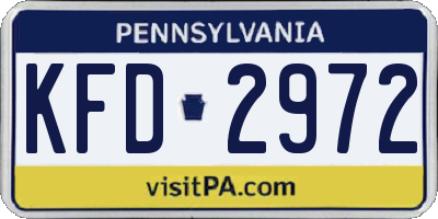 PA license plate KFD2972