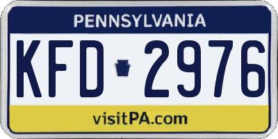 PA license plate KFD2976