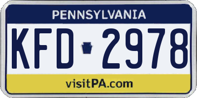 PA license plate KFD2978