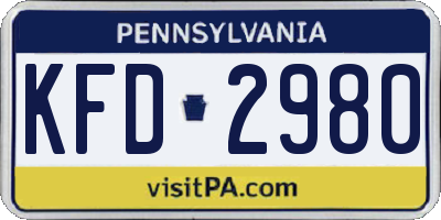 PA license plate KFD2980