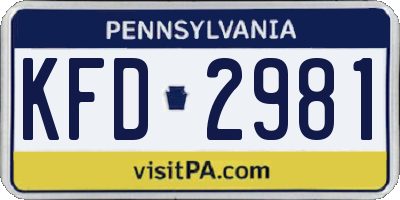 PA license plate KFD2981