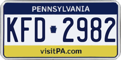 PA license plate KFD2982