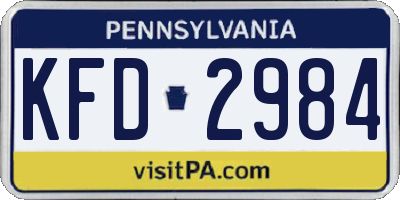 PA license plate KFD2984