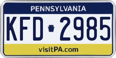 PA license plate KFD2985