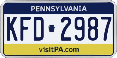 PA license plate KFD2987
