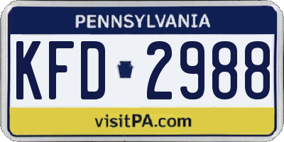 PA license plate KFD2988