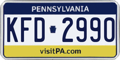 PA license plate KFD2990