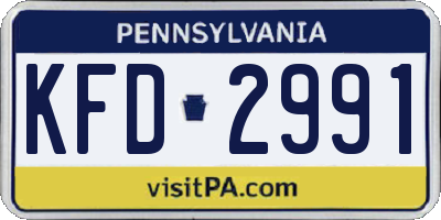 PA license plate KFD2991