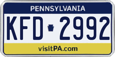 PA license plate KFD2992