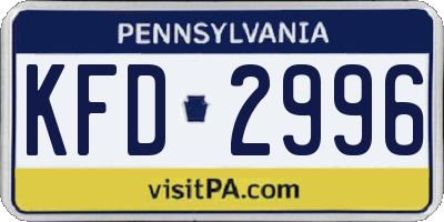 PA license plate KFD2996