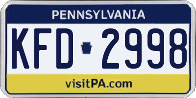 PA license plate KFD2998
