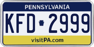 PA license plate KFD2999