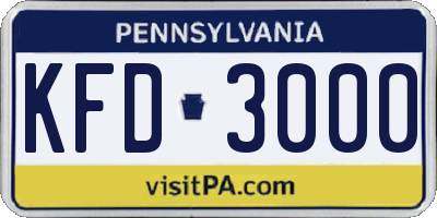 PA license plate KFD3000