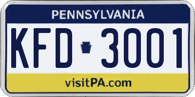 PA license plate KFD3001