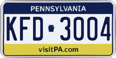 PA license plate KFD3004