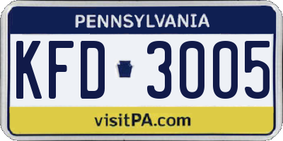 PA license plate KFD3005