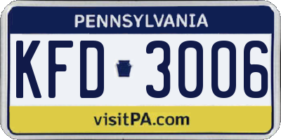 PA license plate KFD3006