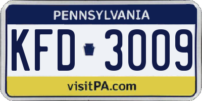 PA license plate KFD3009