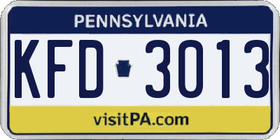 PA license plate KFD3013