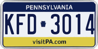 PA license plate KFD3014