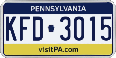 PA license plate KFD3015