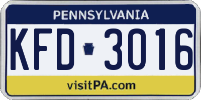 PA license plate KFD3016
