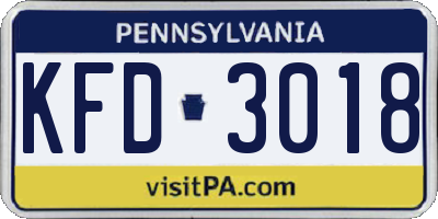 PA license plate KFD3018