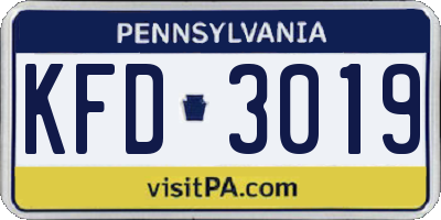 PA license plate KFD3019