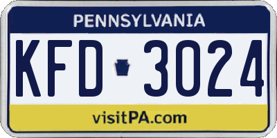 PA license plate KFD3024