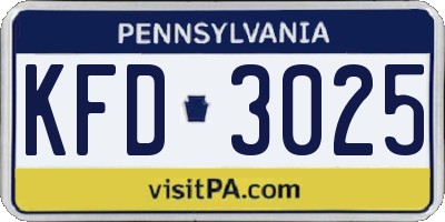PA license plate KFD3025