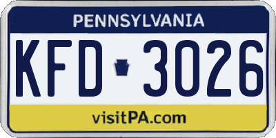 PA license plate KFD3026