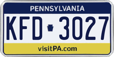 PA license plate KFD3027