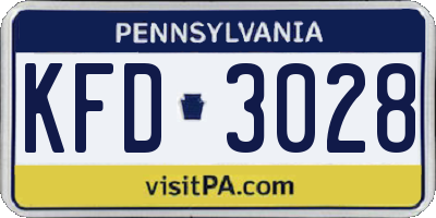 PA license plate KFD3028